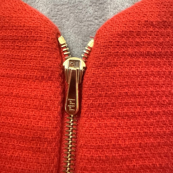 Sandro Women's Coral Red Colarless Blazer Jacket Size:40(US:M) Lined Pockets Zip - Picture 11 of 16